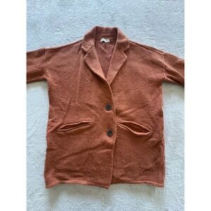 Madewell Women's Merino Wool Blend Textured Blazer Sweater Jacket Rust Small